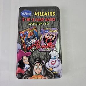 Disney Villains Playing Card Game Collector's Set in Tin Battle & Hearts Fun